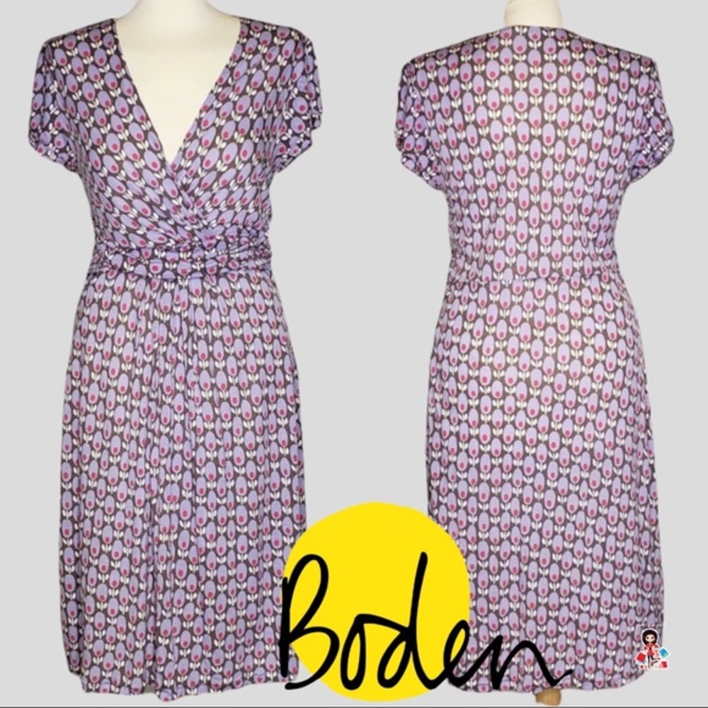 Boden Faux Wrap Printed Dress Floral Tulip Size 4 6